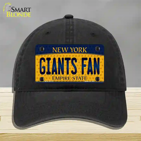 Giants Fan New York Novelty License Plate Hat Unconstructed Cotton / Black