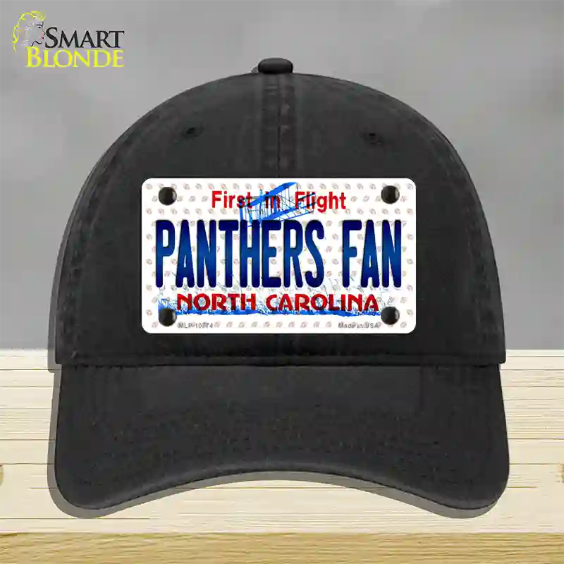 Panthers Fan North Carolina Novelty License Plate Hat Unconstructed Cotton / Black