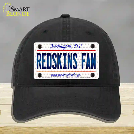 Redskins Fan Washington DC Novelty License Plate Hat Unconstructed Cotton / Black