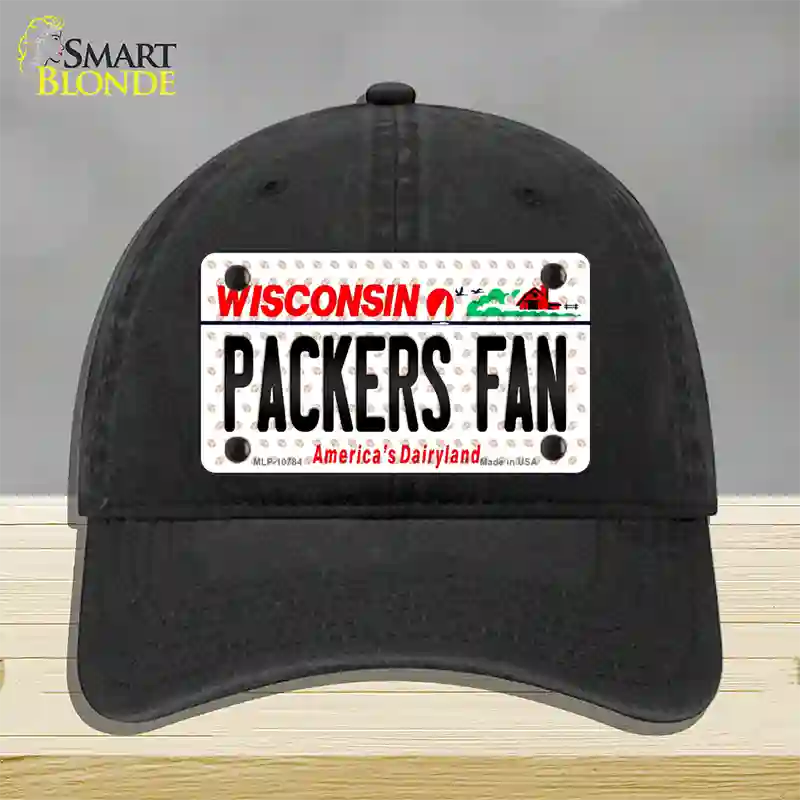 Packers Fan Wisconsin Novelty License Plate Hat Unconstructed Cotton / Black