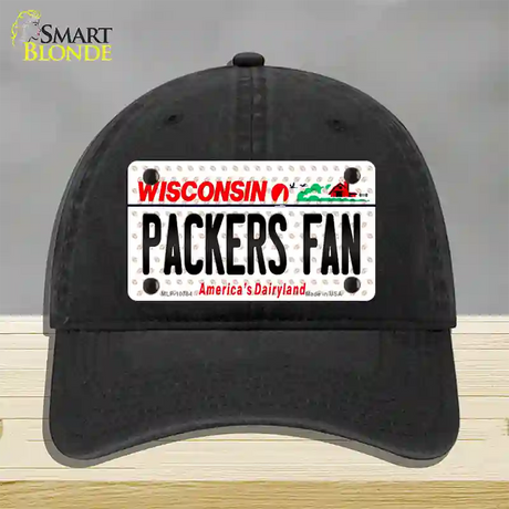 Packers Fan Wisconsin Novelty License Plate Hat Unconstructed Cotton / Black