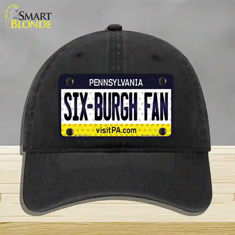 Six Burgh Fan Pennsylvania Novelty License Plate Hat Unconstructed Cotton / Black