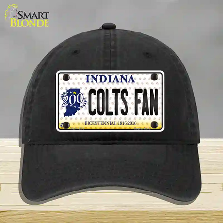 Colts Fan Bicentennial Indiana Novelty License Plate Hat Unconstructed Cotton / Black