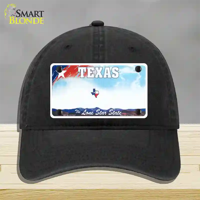 Texas New State Novelty License Plate Hat Unconstructed Cotton / Black