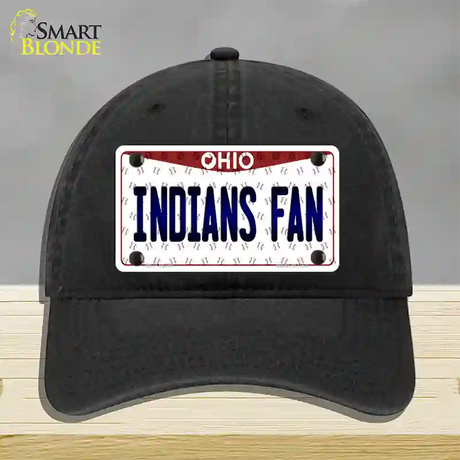 Indians Fan Ohio Novelty License Plate Hat Unconstructed Cotton / Black