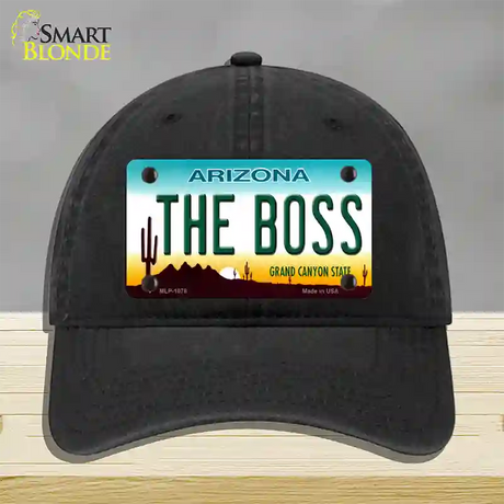 The Boss Arizona Novelty License Plate Hat Unconstructed Cotton / Black