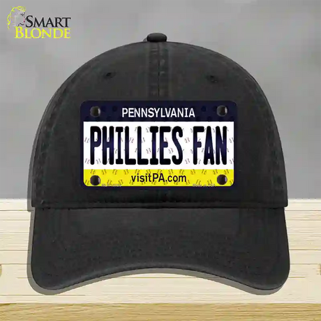 Phillies Fan Pennsylvania Novelty License Plate Hat Unconstructed Cotton / Black