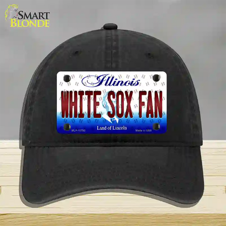 White Sox Fan Illinois Novelty License Plate Hat Unconstructed Cotton / Black