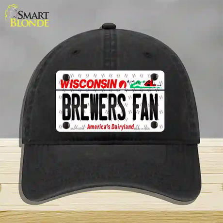 Brewers Fan Wisconsin Novelty License Plate Hat Unconstructed Cotton / Black