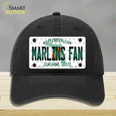 Marlins Fan Florida Novelty License Plate Hat Unconstructed Cotton / Black