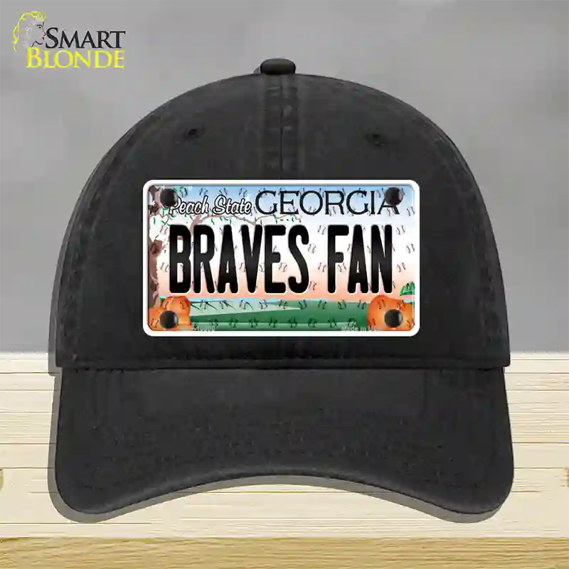 Braves Fan Georgia Novelty License Plate Hat Unconstructed Cotton / Black