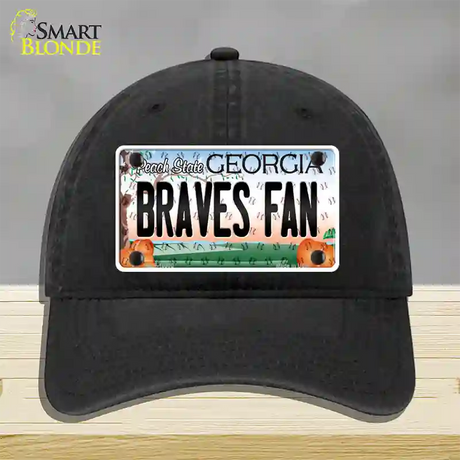 Braves Fan Georgia Novelty License Plate Hat Unconstructed Cotton / Black