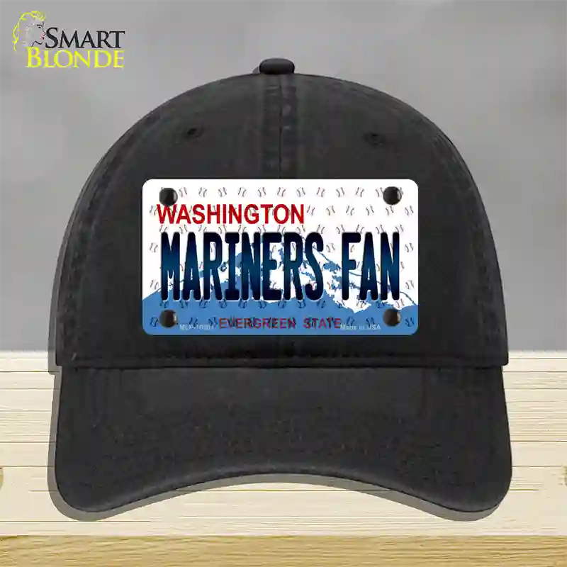 Mariners Fan Washington Novelty License Plate Hat Unconstructed Cotton / Black