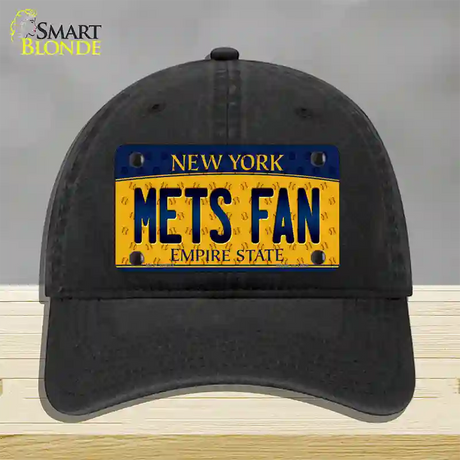 Mets Fan New York Novelty License Plate Hat Unconstructed Cotton / Black