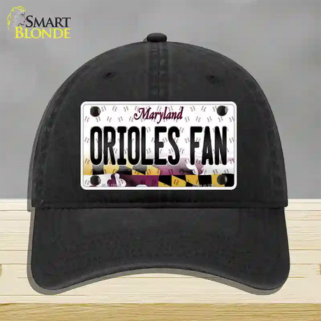 Orioles Fan Maryland Novelty License Plate Hat Unconstructed Cotton / Black