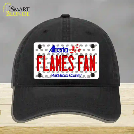 Flames Fan Alberta Novelty License Plate Hat Unconstructed Cotton / Black