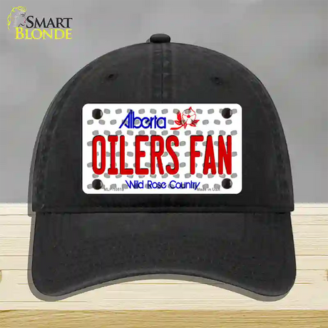 Oilers Fan Alberta Novelty License Plate Hat Unconstructed Cotton / Black