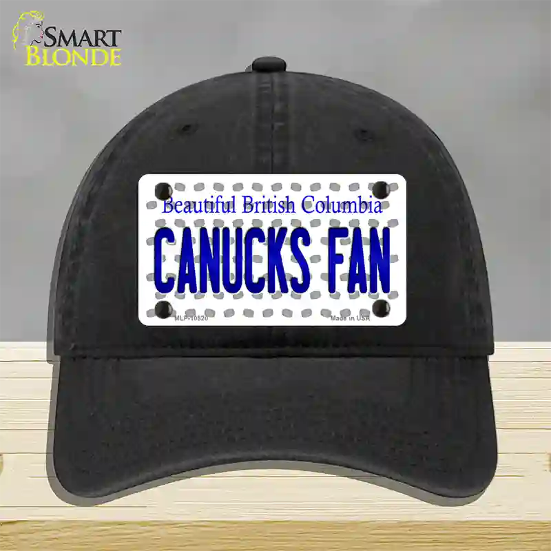 Canucks Fan British Columbia Novelty License Plate Hat Unconstructed Cotton / Black