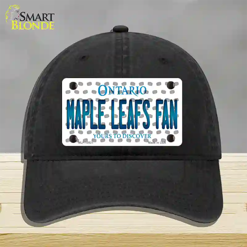 Maple Leafs Fan Ontario Novelty License Plate Hat Unconstructed Cotton / Black