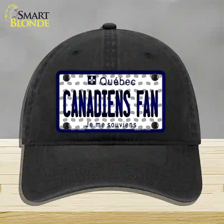 Canadiens Fan Quebec Novelty License Plate Hat Unconstructed Cotton / Black