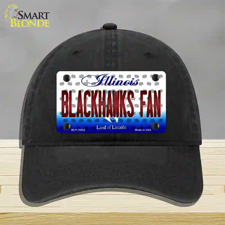 Blackhawks Fan Illinois Novelty License Plate Hat Unconstructed Cotton / Black