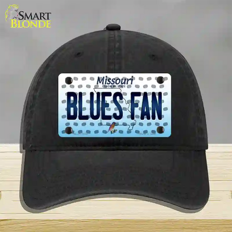 Blues Fan Missouri Novelty License Plate Hat Unconstructed Cotton / Black