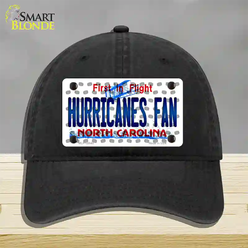 Hurricanes Fan North Carolina Novelty License Plate Hat Unconstructed Cotton / Black