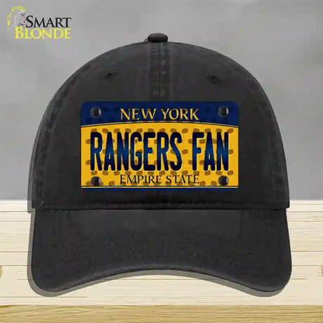 Rangers Fan New York Novelty License Plate Hat Unconstructed Cotton / Black