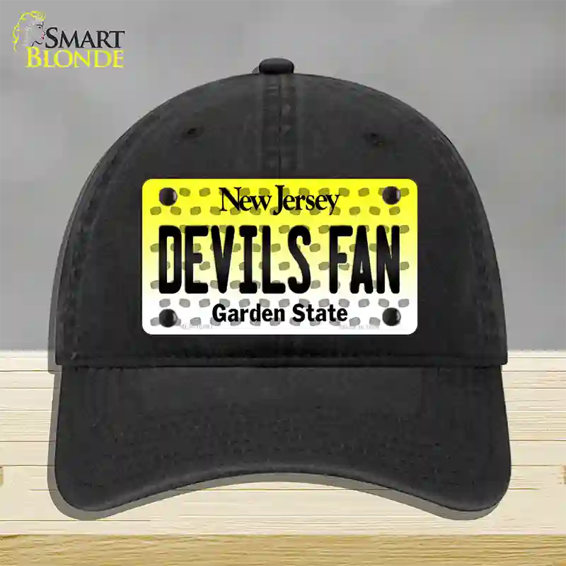 Devils Fan New Jersey Novelty License Plate Hat Unconstructed Cotton / Black