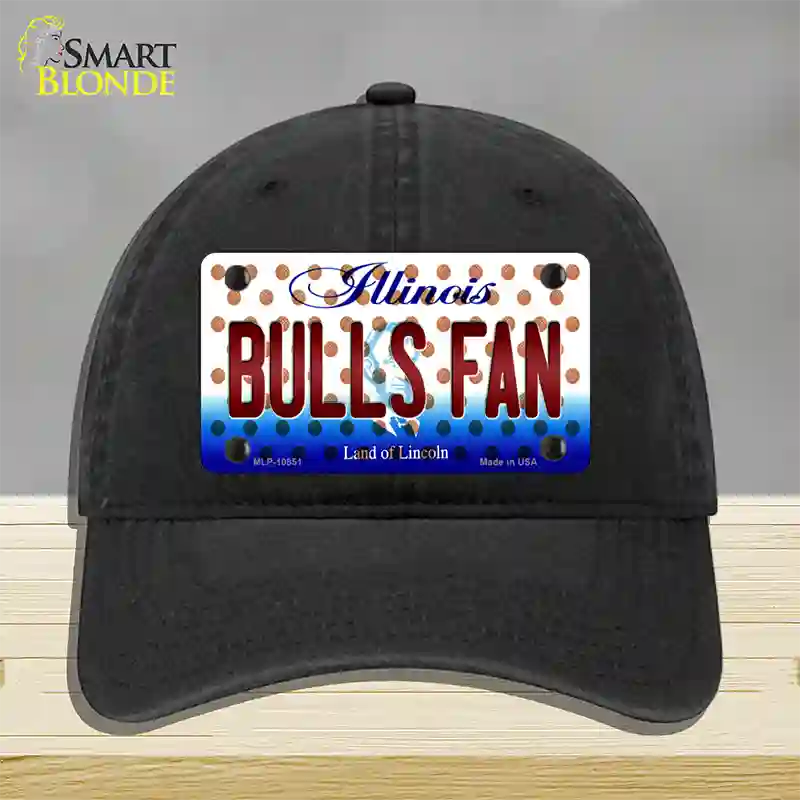 Bulls Fan Illinois Novelty License Plate Hat Unconstructed Cotton / Black