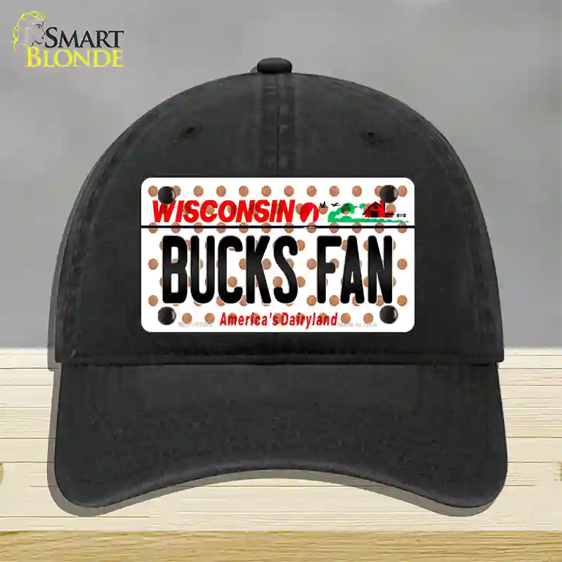 Bucks Fan Wisconsin Novelty License Plate Hat Unconstructed Cotton / Black