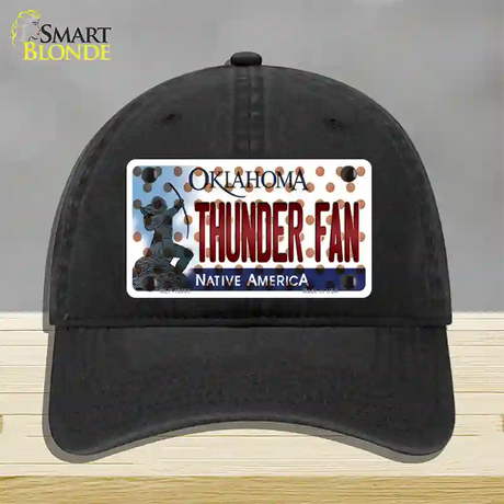 Thunder Fan Oklahoma Novelty License Plate Hat Unconstructed Cotton / Black