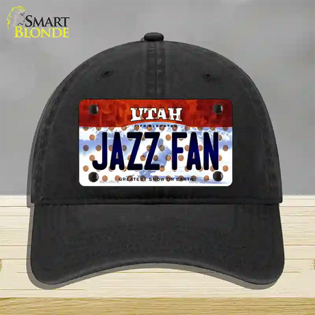 Jazz Fan Utah Novelty License Plate Hat Unconstructed Cotton / Black