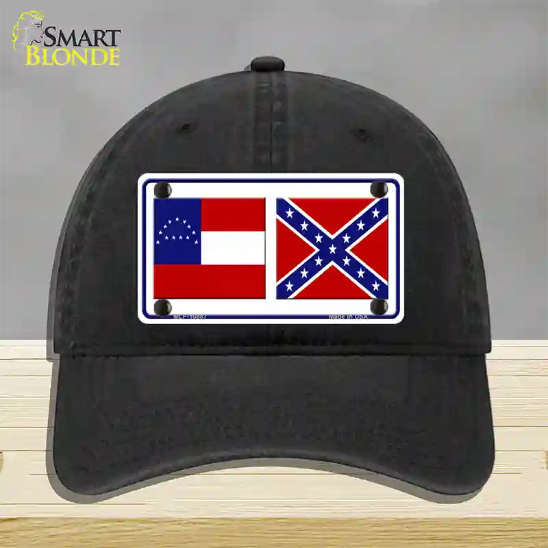 Confederate Robert E Lee Flag Novelty License Plate Hat Unconstructed Cotton / Black