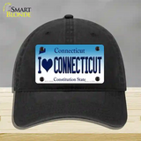 I Love Connecticut Novelty License Plate Hat Unconstructed Cotton / Black