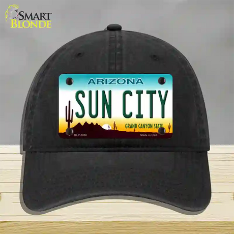 Sun City Arizona Novelty License Plate Hat Unconstructed Cotton / Black