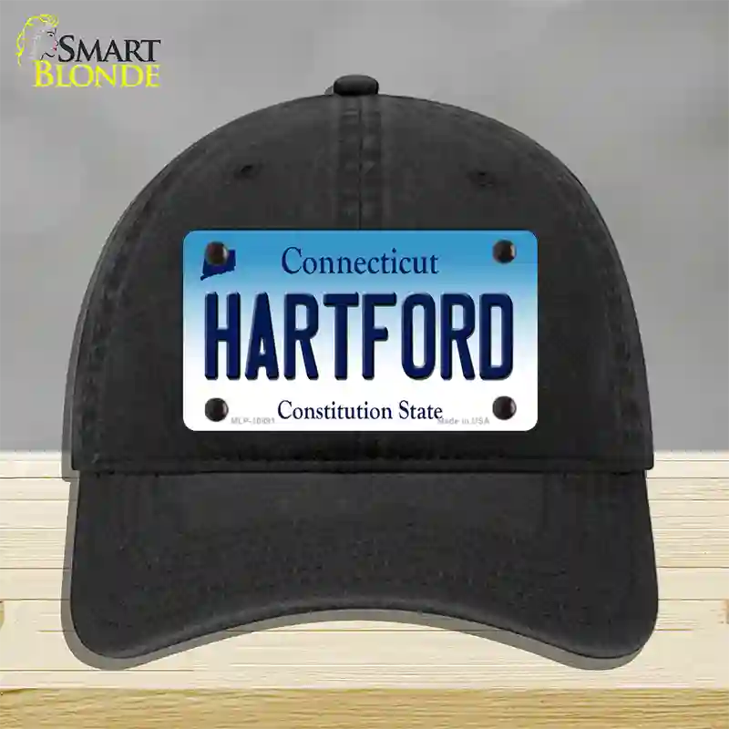 Hartford Connecticut Novelty License Plate Hat Unconstructed Cotton / Black