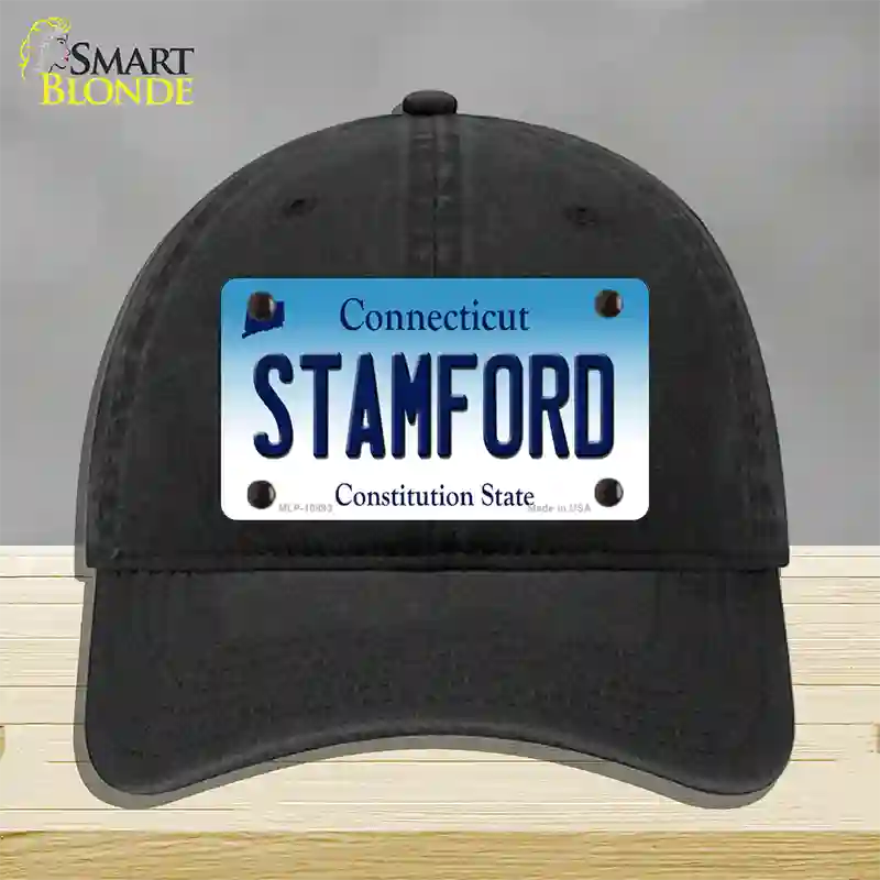 Stamford Connecticut Novelty License Plate Hat Unconstructed Cotton / Black