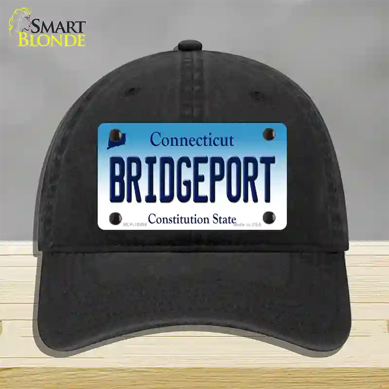 Bridgeport Connecticut Novelty License Plate Hat Unconstructed Cotton / Black