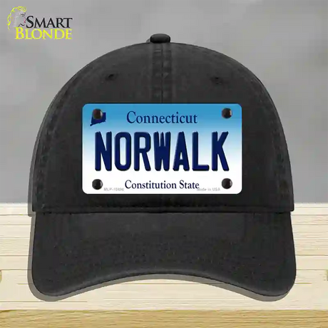 Norwalk Connecticut Novelty License Plate Hat Unconstructed Cotton / Black