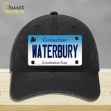 Waterbury Connecticut Novelty License Plate Hat Unconstructed Cotton / Black