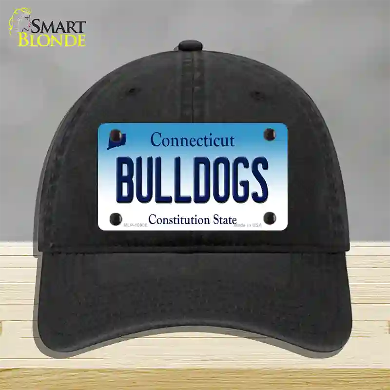 Bulldogs Connecticut Novelty License Plate Hat Unconstructed Cotton / Black