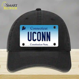 UConn Connecticut Novelty License Plate Hat Unconstructed Cotton / Black