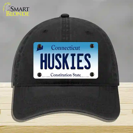 Huskies Connecticut Novelty License Plate Hat Unconstructed Cotton / Black