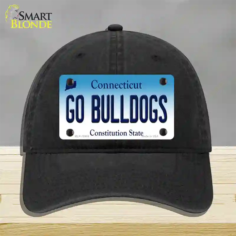 Go Bulldogs Connecticut Novelty License Plate Hat Unconstructed Cotton / Black