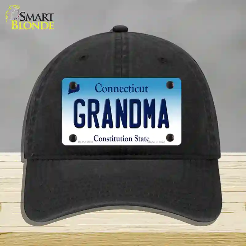 Grandma Connecticut Novelty License Plate Hat Unconstructed Cotton / Black