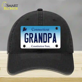 Grandpa Connecticut Novelty License Plate Hat Unconstructed Cotton / Black