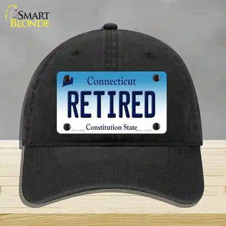 Retired Connecticut Novelty License Plate Hat Unconstructed Cotton / Black