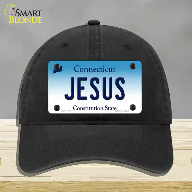 Jesus Connecticut Novelty License Plate Hat Unconstructed Cotton / Black