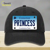 Princess Connecticut Novelty License Plate Hat Unconstructed Cotton / Black